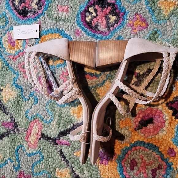 NWT Joie Felina Braided Faux Leather Block Heel Sandals Women's 7.5 - Picture 3 of 6